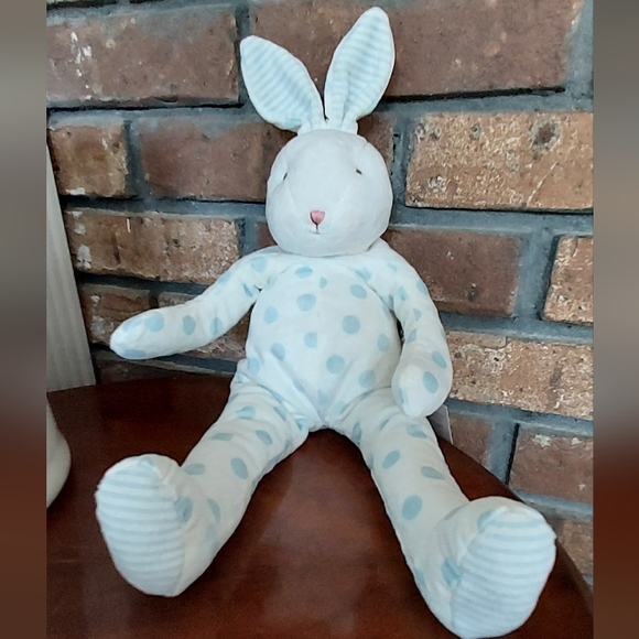 Bunnies By The Bay Bunny Rabbit Carrots Plush Stuffed Blue Polka Dot 2018 Tags - Picture 1 of 10